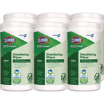 CloroxPro EcoClean Disinfecting Wipes, 1-Ply, 8 x 7, Unscented, White, 75 Count, 6/Carton