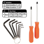 16-Piece Light-Duty Office Tool Kit, Metal Box, Red