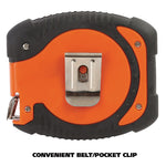 English Rule Measuring Tape, 0.38" x 100 ft, Steel, Yellow