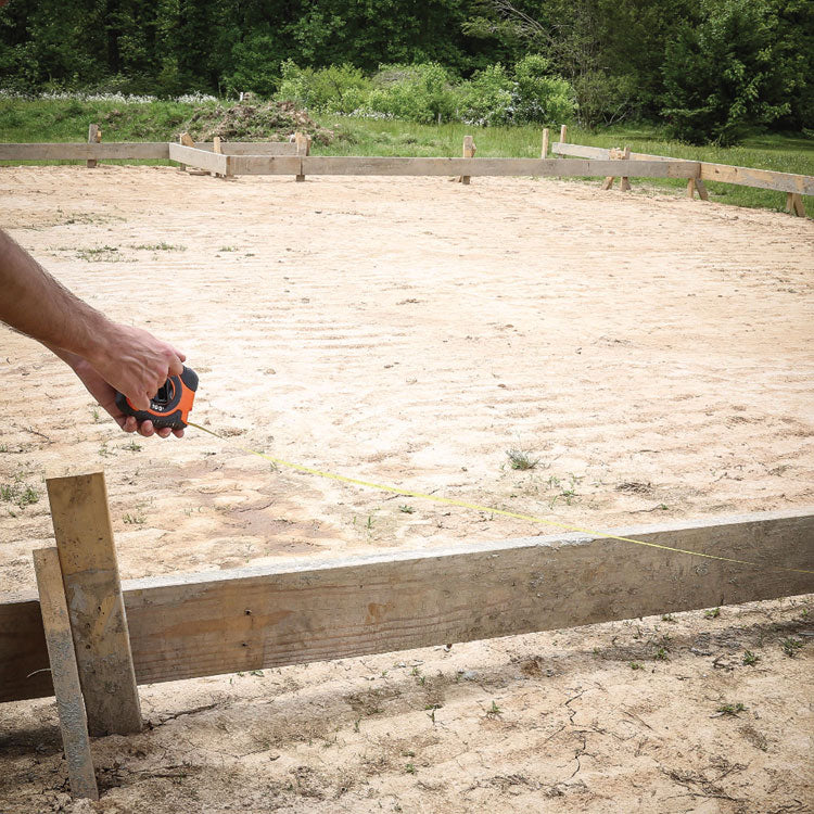 English Rule Measuring Tape, 0.38" x 100 ft, Steel, Yellow