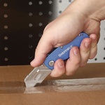 Sheffield Folding Lockback Knife, 1 Utility Blade, 2" Blade, 3.5" Aluminum Handle, Blue