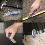 Sheffield Folding Lockback Knife, 1 Utility Blade, 2" Blade, 3.5" Aluminum Handle, Blue