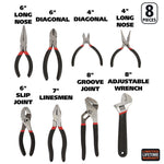 8-Piece Steel Pliers And Wrench Tool Set