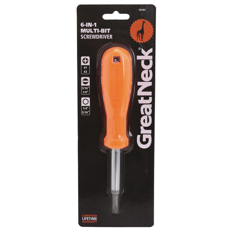 4 In-1 Screwdriver W/interchangeable Phillips/standard Bits, Assorted Colors