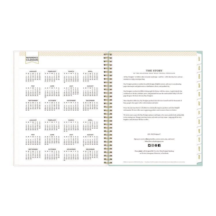 Day Designer Secret Garden Mint Frosted Weekly/Monthly Planner, Floral Artwork, 11 x 8.5, 12-Month (Jan to Dec): 2025
