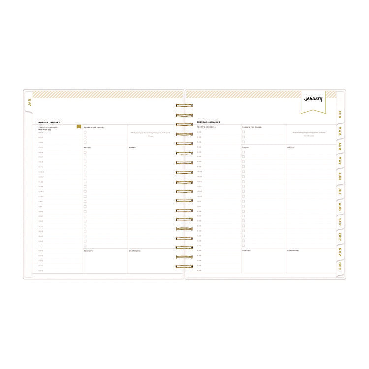 Day Designer Navy Stripe Daily/Monthly Planner, Horizontal Stripe Artwork, 10 x 8, Navy/White Cover, 12-Month (Jan-Dec): 2025