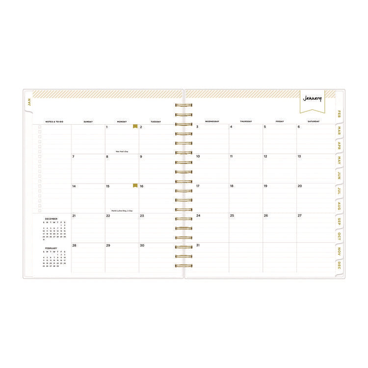 Day Designer Navy Stripe Daily/Monthly Planner, Horizontal Stripe Artwork, 10 x 8, Navy/White Cover, 12-Month (Jan-Dec): 2025