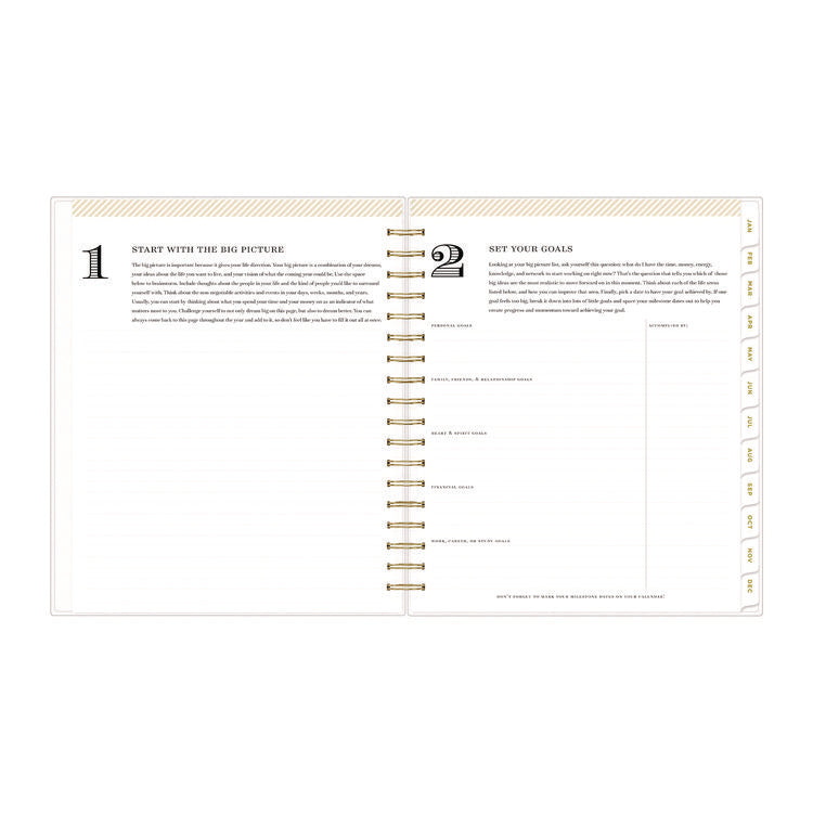 Day Designer Navy Stripe Daily/Monthly Planner, Horizontal Stripe Artwork, 10 x 8, Navy/White Cover, 12-Month (Jan-Dec): 2025