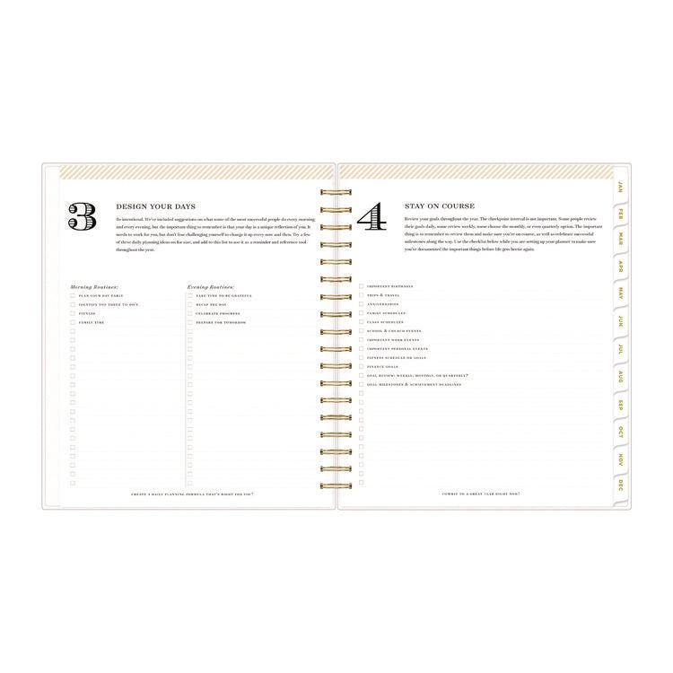 Day Designer Navy Stripe Daily/Monthly Planner, Horizontal Stripe Artwork, 10 x 8, Navy/White Cover, 12-Month (Jan-Dec): 2025