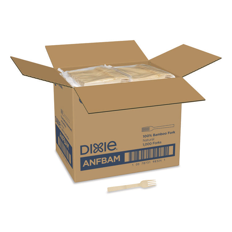 Bamboo Cutlery, Mediumweight Fork, Paper, Light Golden, 100/Pack, 10 Packs/Carton