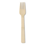 Bamboo Cutlery, Mediumweight Fork, Paper, Light Golden, 100/Pack, 10 Packs/Carton