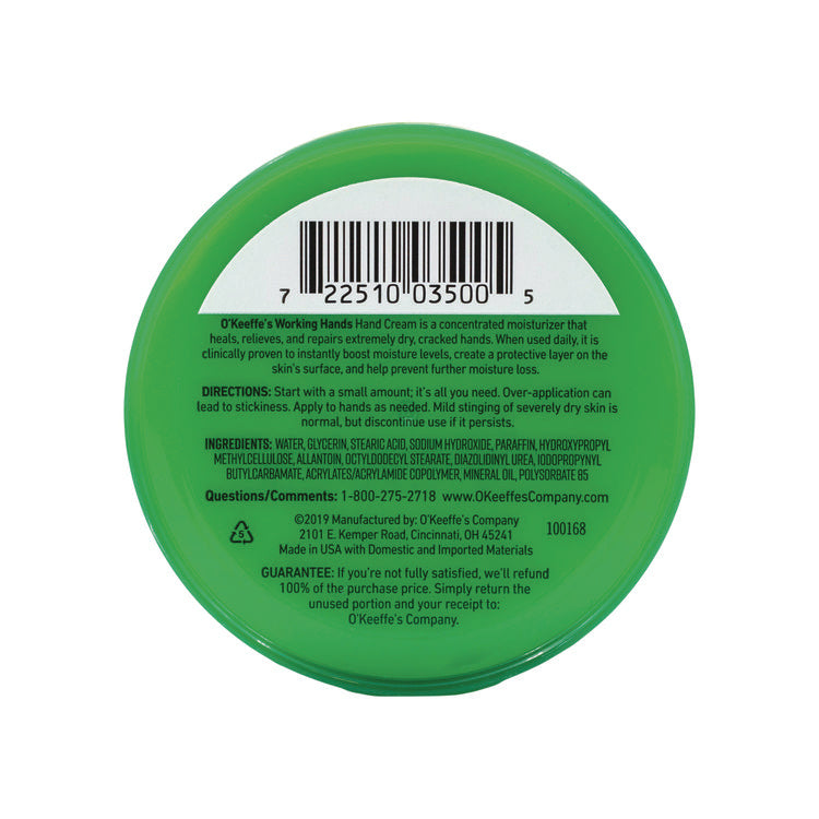 Working Hands Cream, 3.4 oz Jar, Unscented