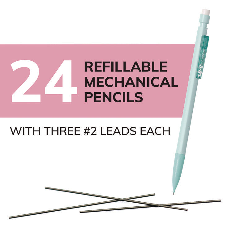 Xtra-Smooth Pastel Edition Mechanical Pencils, 0.7 mm, HB (#2), Black Lead, Assorted Barrel Colors, 24/Pack