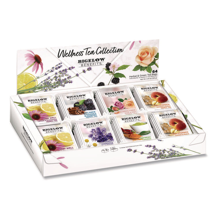 Benefits Wellness Tea Bags, Assorted Flavors, 64/Box