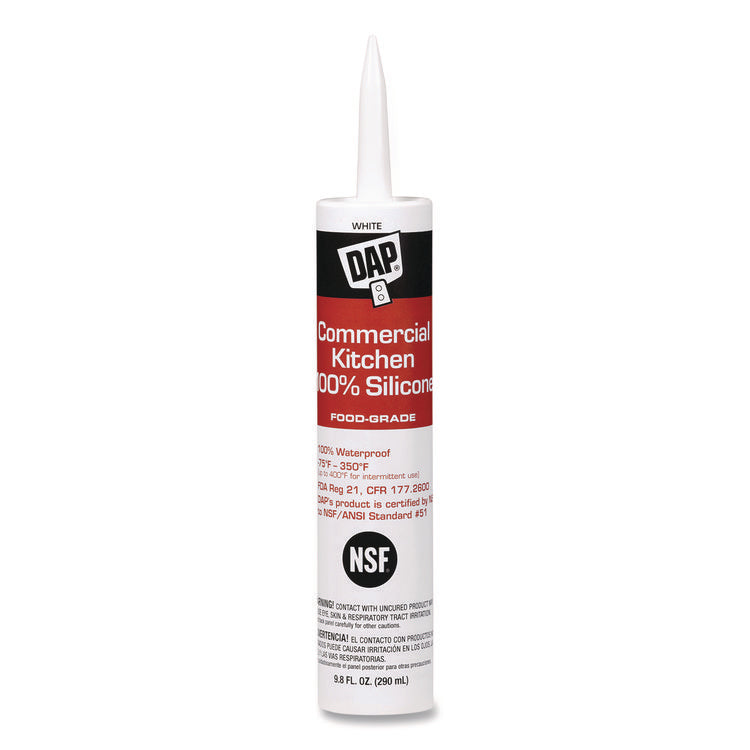 Commercial Kitchen Silicone Sealant, 9.8 oz Tube, White