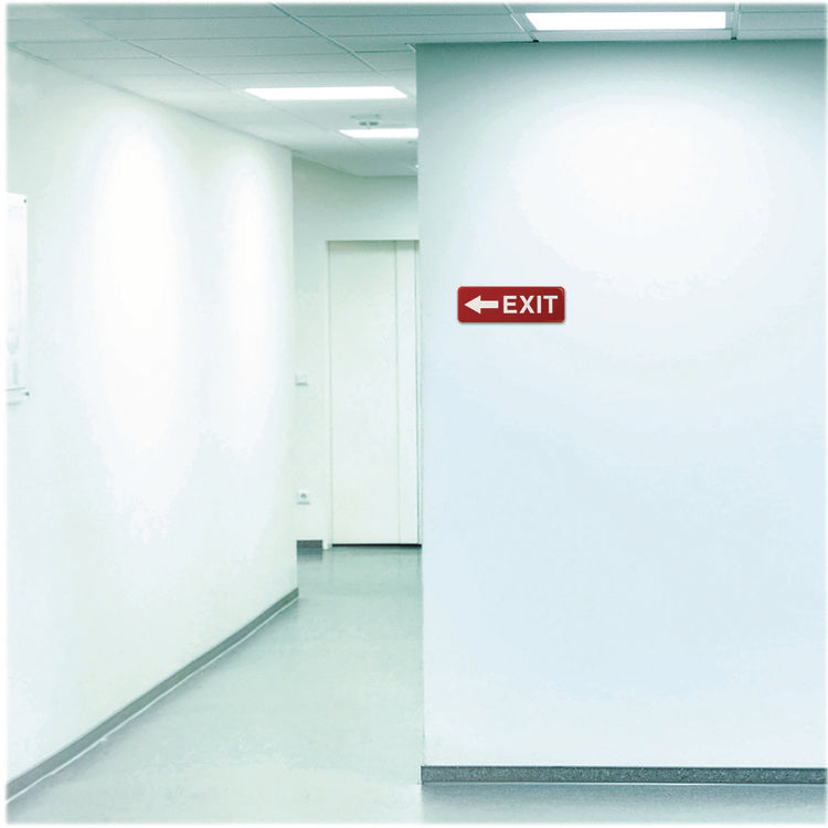 Emergency Exit Indoor/Outdoor Wall Sign, 9 x 3, Red Face, White Graphics, 2/Pack
