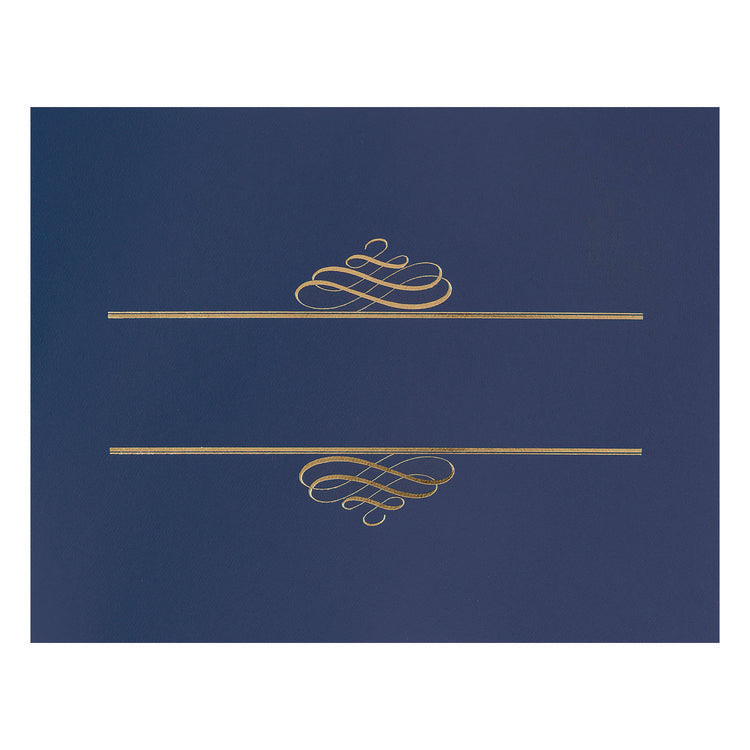 Embossed Foil Certificate Holders, 80-lb Paper, Navy, 5/Pack