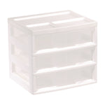 3-Drawer Desktop Storage, Plastic, 14.6 x 12.31 x 12.75, White/Clear