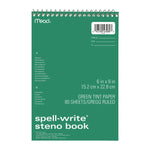 Spell-Write Wirebound Steno Pad, Gregg Rule, Randomly Assorted Cover Colors, 80 Green 6 x 9 Sheets