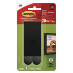 Picture Hanging Strips, X-Large, Removable, Holds up to 20 lbs per 4 Strips, Black, 4 Strip Pairs