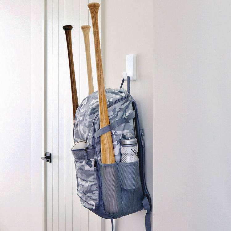 X-Large Utility Hooks, Plastic, White, 10 lb Capacity, 2 Hooks and 6 Strips/Pack