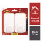 X-large Utility Hooks, Plastic, White, 15 lb Capacity, 2 Hooks and 8 Strips/Pack