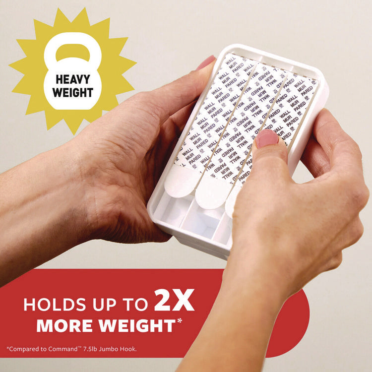 X-large Utility Hooks, Plastic, White, 15 lb Capacity, 2 Hooks and 8 Strips/Pack