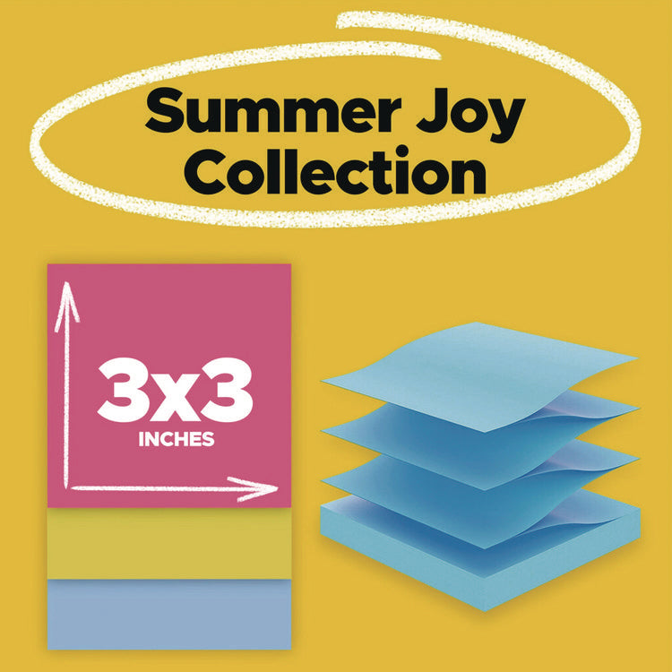 Pop-Up Notes Summer Joy Collection Colors, 3" x 3", Assorted Colors, 90 Sheets/Pad, 6 Pads/Pack