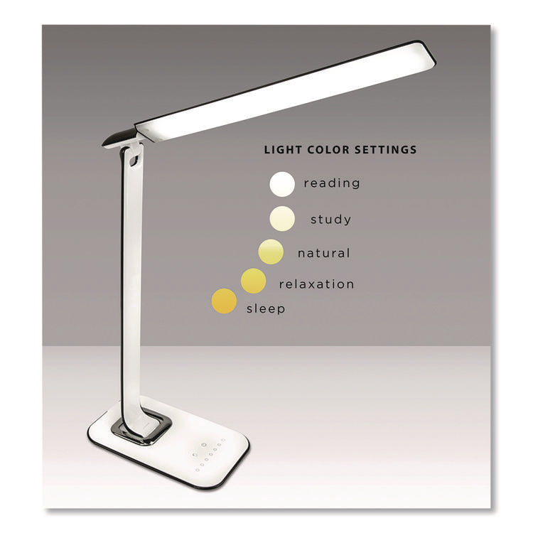 Turcom RelaxaLight Dimmable LED Desk Lamp with USB, Adjustable Neck, 16" to 28.5" High, White