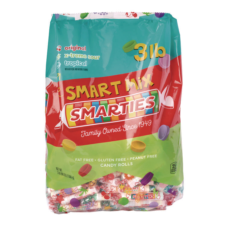 Smarties Candy Rolls, Original/Tropical/X-Treme Sour Flavor Assortment, 3 lb Bag