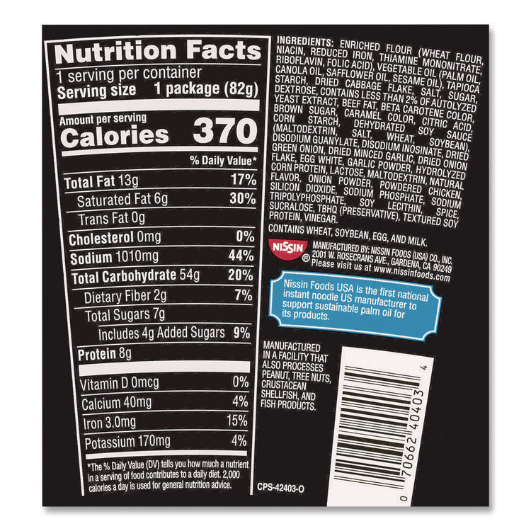 Cup Noodles Stir Fry, Korean BBQ, 2.89 oz Cup, 6/Carton