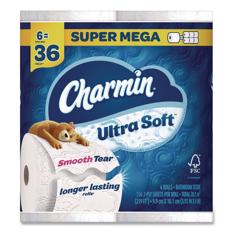 Ultra Soft Bathroom Tissue, Septic Safe, 2-Ply, White, 336 Sheets/Roll, 6 Rolls/Pack