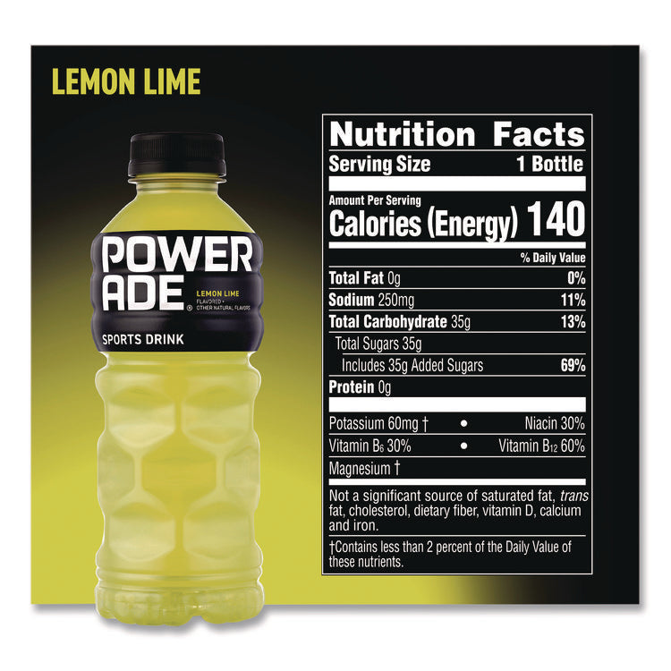 Sports Drink, Lemon Lime, 20 oz Bottle, 24/Pack