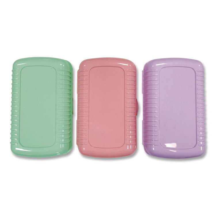 Pencil Case, 2 Compartments, 9.13" x 5.7" x 2.5", Randomly Assorted Color