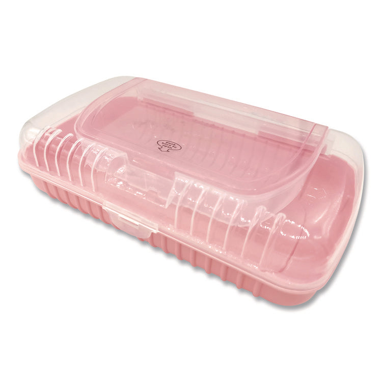 Pencil Case, 2 Compartments, 9.13" x 5.7" x 2.5", Randomly Assorted Color