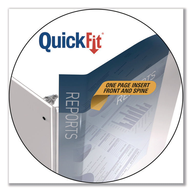 Quickfit D-Ring View Binder, 3 Rings, 2" Capacity, 11 X 8.5, White