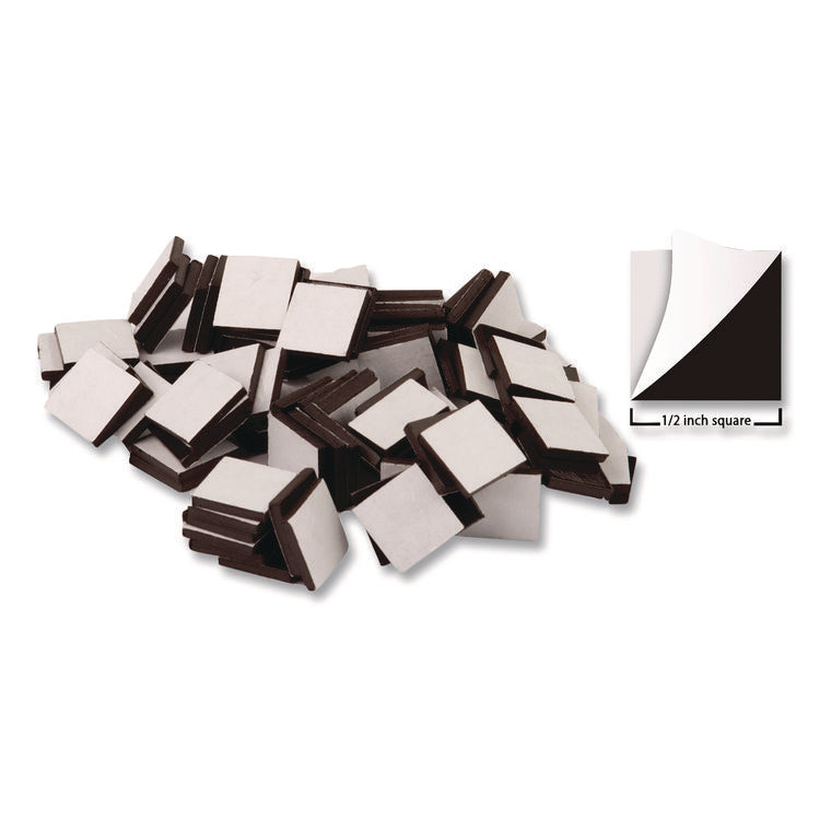 Adhesive Magnetic Squares, 0.5" x 0.5", Black, 100/Set