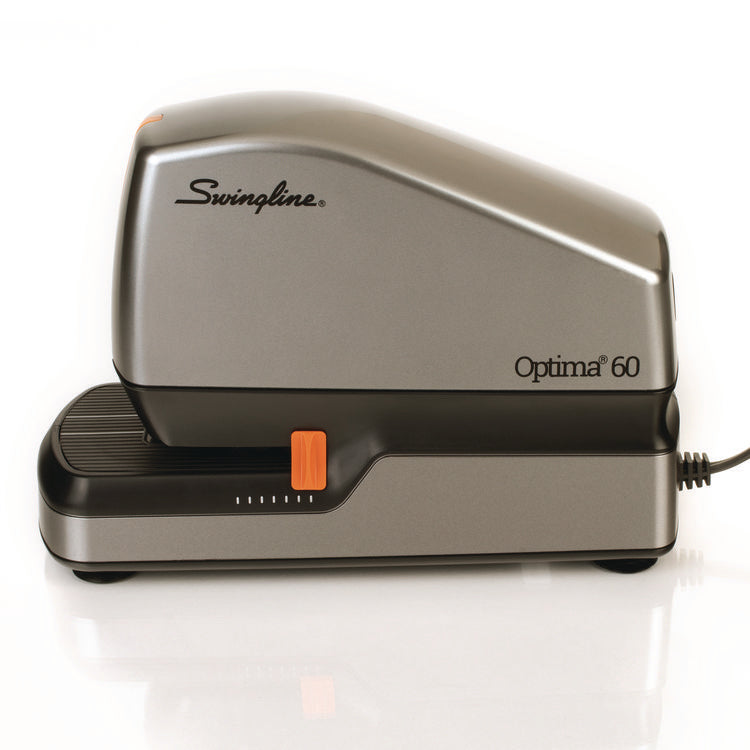 Optima 60 Electric Stapler, 60-Sheet Capacity, Silver/Black/Orange