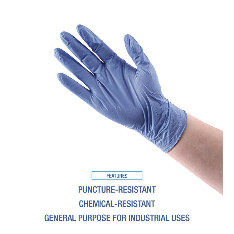 380 Series Disposable General-Purpose Nitrile Gloves, Powder-Free, X-Large, 4 mil Thick, 18" Long, Blue, 100/Box