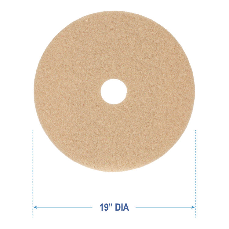 Burnishing Floor Pads, 19" Diameter, Tan, 5/carton
