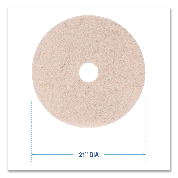 Natural Hog Hair Burnishing Floor Pads, 21" Diameter, Tan, 5/carton