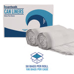 Drawstring Kitchen Bags, Drawstring, 13 gal, 24" x 28", White, 50 Bags/Roll, 2 Rolls/Carton