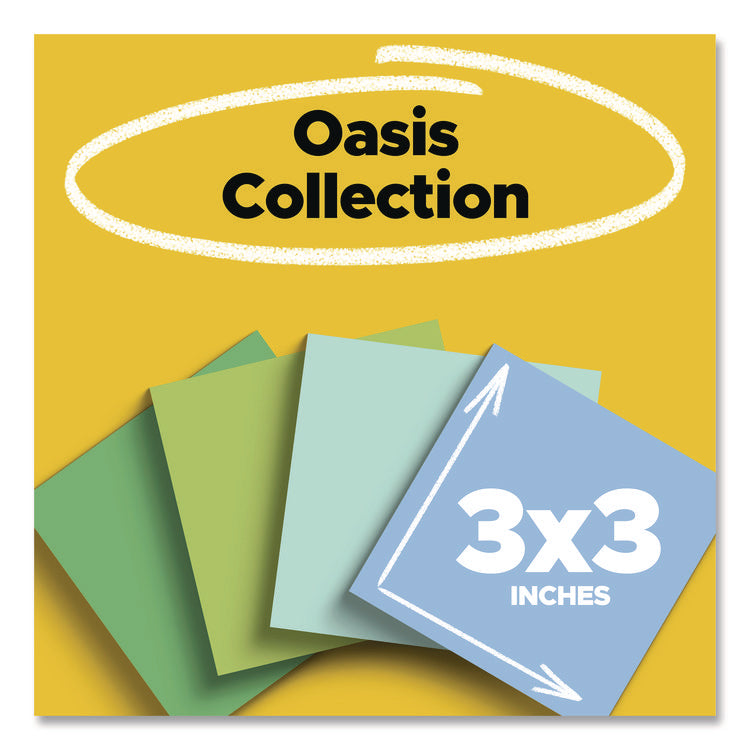 100% Recycled Paper Super Sticky Notes, 3" x 3", Oasis, 70 Sheets/Pad, 24 Pads/Pack