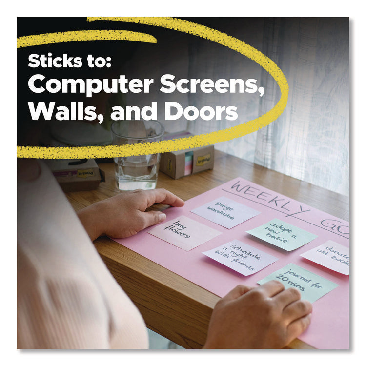 100% Recycled Paper Super Sticky Notes, 3" x 3", Oasis, 70 Sheets/Pad, 24 Pads/Pack