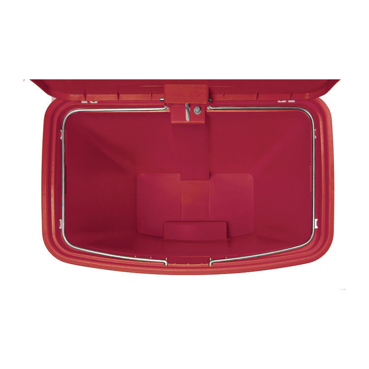 Streamline Resin Step-On Container, Front Step Style, 8 gal, Polyethylene, Red