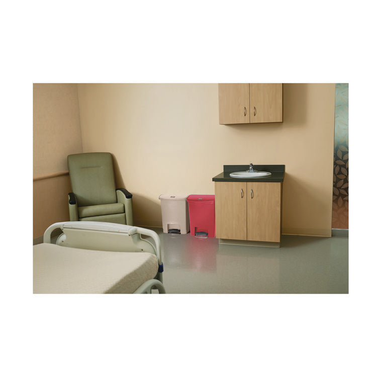 Streamline Resin Step-On Container, Front Step Style, 8 gal, Polyethylene, Red