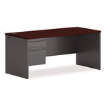 38000 Series Left Pedestal Desk, 66" X 30" X 29.5", Mahogany/charcoal