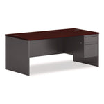 38000 Series Right Pedestal Desk, 72" X 36" X 29.5", Mahogany/charcoal