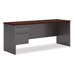 38000 Series Left Pedestal Credenza, 72w X 24d X 29.5h, Mahogany/charcoal