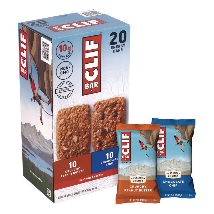 Energy Bar, Chocolate Chip/Crunchy Peanut Butter, 2.4 oz, 20/Box